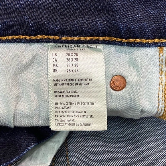 American Eagle 28x27 Flex Slim Dark Blue Wash Denim Blue Jeans 28x28 Men’s - Picture 8 of 10